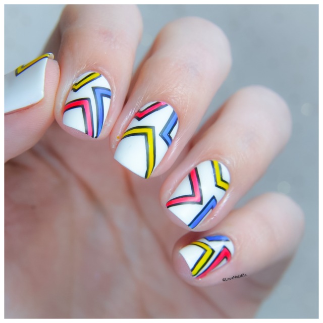 Nail Art Mondrian Stamping leadlight technque _ MoYou Artist 28 _ Love Nails Etc _ Matte nail polish